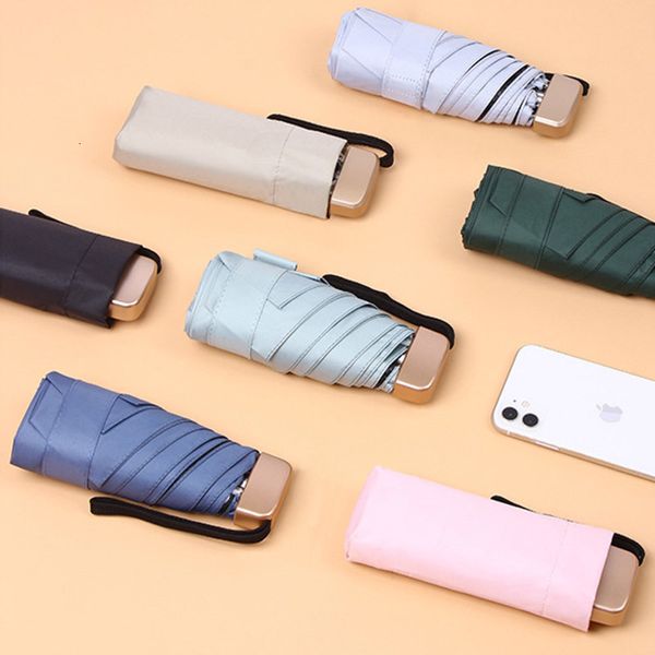 Ombrelli Mini Pocket Phone Size Ombrello da donna Uomo Uomo Ultralight Pioggia Ombrello da sole Ragazze Anti UV Ombrello pieghevole portatile Parasole 230731