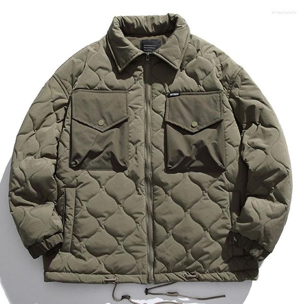 Av Ceketleri Kış Kış Erkekler Vintage Elmas Pamuklu Kargo Ceket Kalın Sıcak Yastıklı Ceket Sokak Giyim Palto Palto Erkek