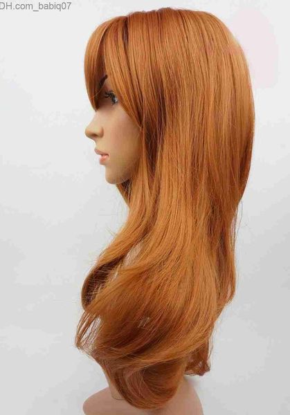 Cappellini per parrucche W86 Auburn Dark Ginger Long Wavy Realistic Skin Top Ladies Wig Z230731