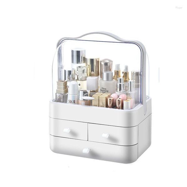 Aufbewahrungsboxen Kosmetikbox Große Kapazität Badezimmer Desktop Make-up Schublade Organizer Luxus Hautpflege Kleinigkeiten Rack Wasserdicht Staubdicht