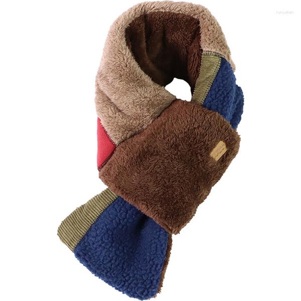 Schals Herren Winter Daunen Samt Kreuz Hals dick warm Farbblock Mode Damen Schal Outdoor winddicht Halstuch