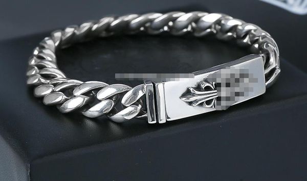 Bracciale Bracciale croce Bracciale in argento tailandese di marca di moda per uomo e donna, personalità prepotente, marchio retrò a mano