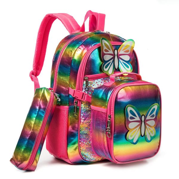 Schultaschen Schultaschen für Mädchen Kinder Schöner Rucksack für Kinder Wasserdichter Rückenschutz Schultasche Pailletten Abnehmbare Lunchtasche 230729