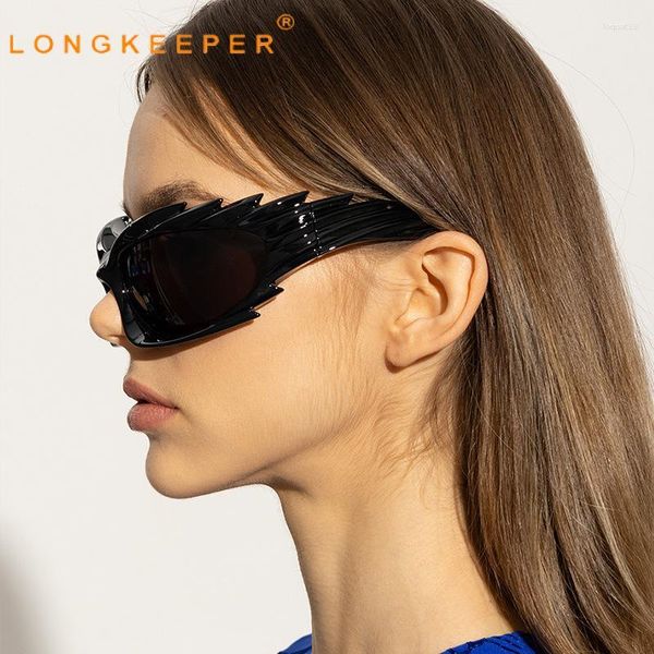 Óculos de sol Long Keeper Y2K Retro Cat Eye Feminino Masculino Gótico Vintage Exclusivo Ouriço Punk Óculos de Sol Uv400