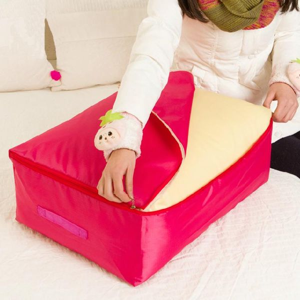 Borse portaoggetti Oxford Bag Box Organizzatore portatile Non tessuto sotto il letto Custodia in bambù Abbigliamento di grandi dimensioni 60 50 28 cm Trapunta compressa a griglia