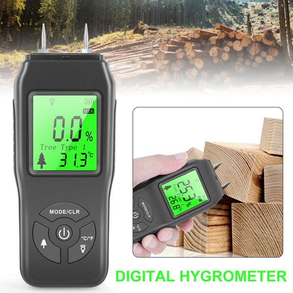 Feuchtigkeitsmesser Elektrisches digitales Holzfeuchtemessgerät 2 Pins Professionelles 0-75 % Holzhygrometer Tragbares Werkzeug LCD-Display Holzfeuchtigkeitsdetektor 230731