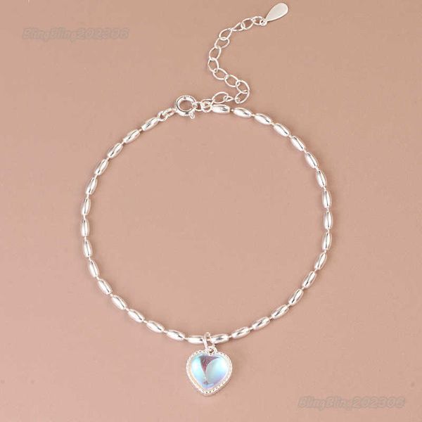 S925 Sterling Silber Reiskorn Liebesarmband für Frauen Japan und Südkorea Beliebtes Design Cyber Red Peach Heart Moonlight Stone Student Armband Charms