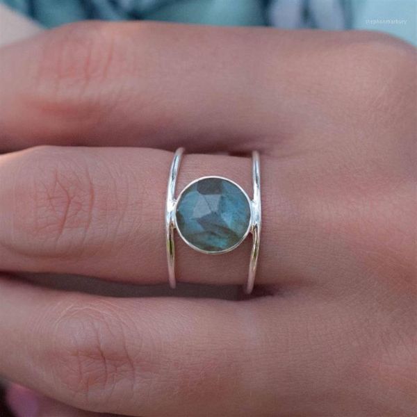 Boho Female Big Moonstone Ring Stile unico Gioielli da sposa color oro Promessa Anelli di fidanzamento per le donne12595