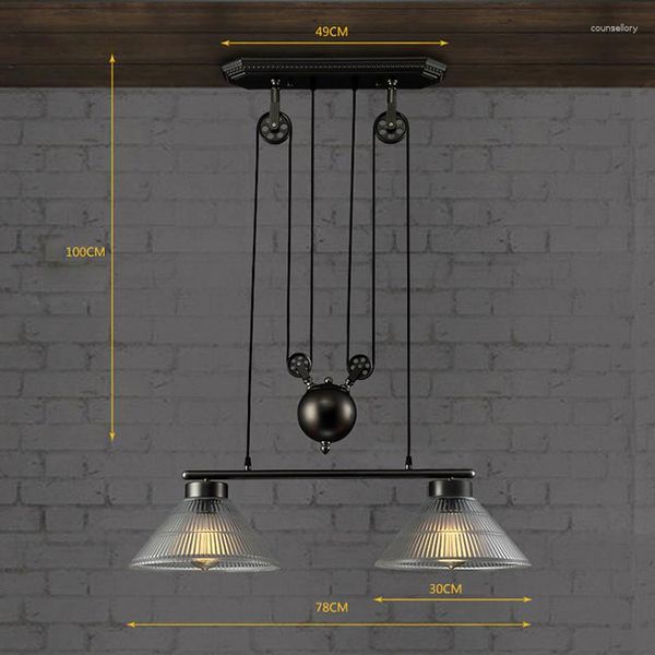 Kolye lambaları Modern Vintage Amerikan Ülkesi Endüstriyel Çatı Loft Edison kasnak lambası Ayarlanabilir Tel Fikstür Ev Dekoru Aydınlatma