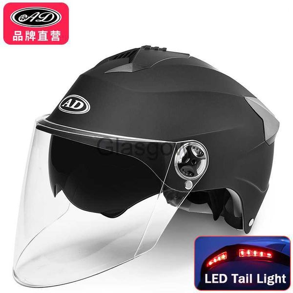 Caschi moto Caschi moto LED per uomo e donna Scooter elettrico Moto Mezzo casco Doppia visiera Ricaricabile Riflettore Cappello di sicurezza x0731