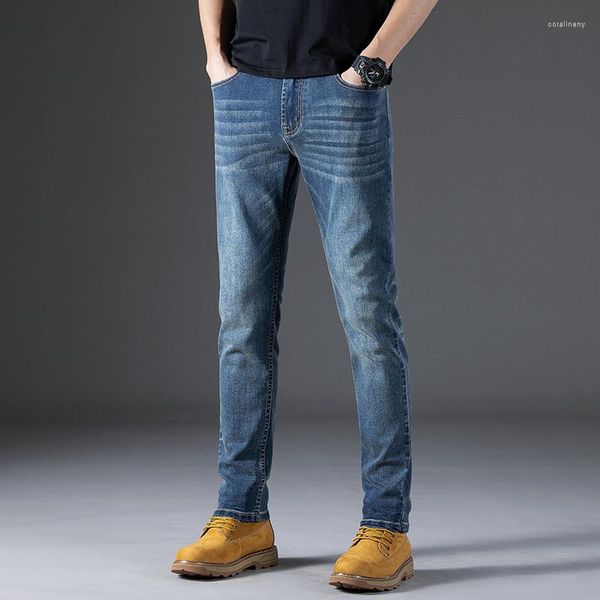 Jeans da uomo Denim Pantaloni dritti sottili di fascia alta di fascia alta