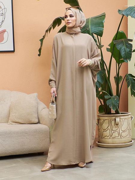 Vestuário étnico muçulmano cetim eid abaya dubai feminino vestido de festa robe oração turco maxi vestidos kaftan quimono femme musulmane 2023