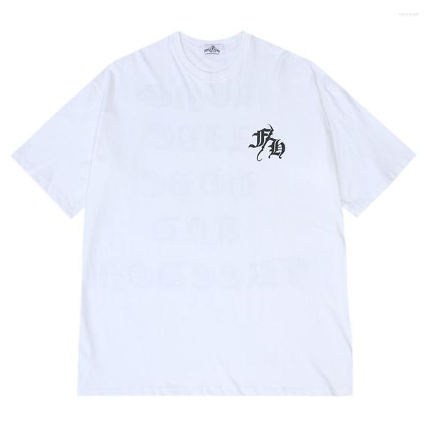 T-shirt da uomo Y2K Summer Cotton Tees Lettera Stampa manica corta Magliette casual larghe Harajuku Girocollo Hip Hop Camicia oversize larga