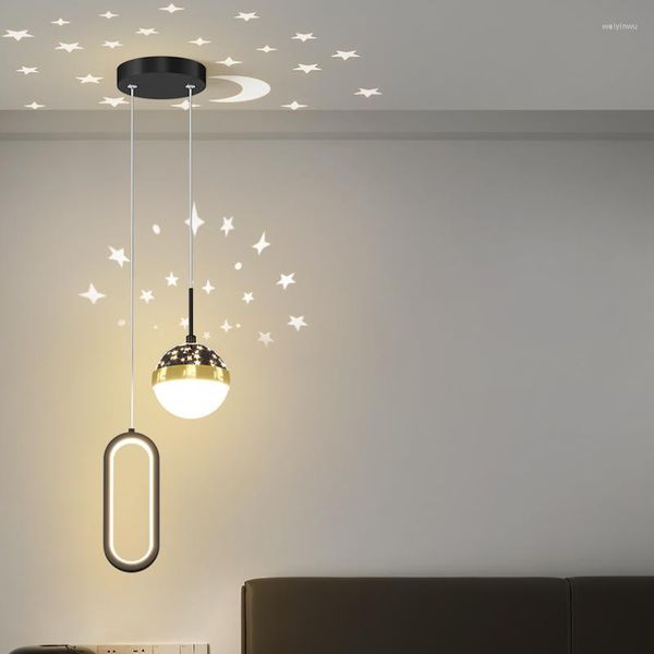 Luminárias de teto quarto cabeceira pequena luz droplight luxo moderno simples TV lâmpada de parede personalidade criativa quarto céu estrelado