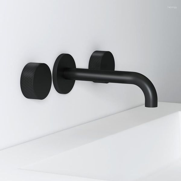 Badezimmer-Waschbeckenarmaturen, hochwertiges Modedesign, Messing-Wasserhahn, Wandmontage, Kupfer-Waschbecken-Mischbatterie, Kaltwasser, Schwarz