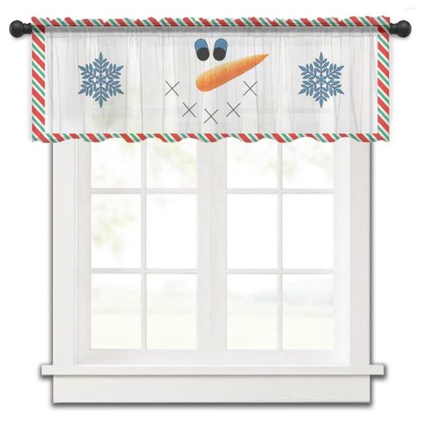 Vorhang Weihnachten Schneemann Streifen Bordüre Küche Vorhänge Tüll Kurze Sheer Schlafzimmer Wohnzimmer Home Decor Voile Vorhänge