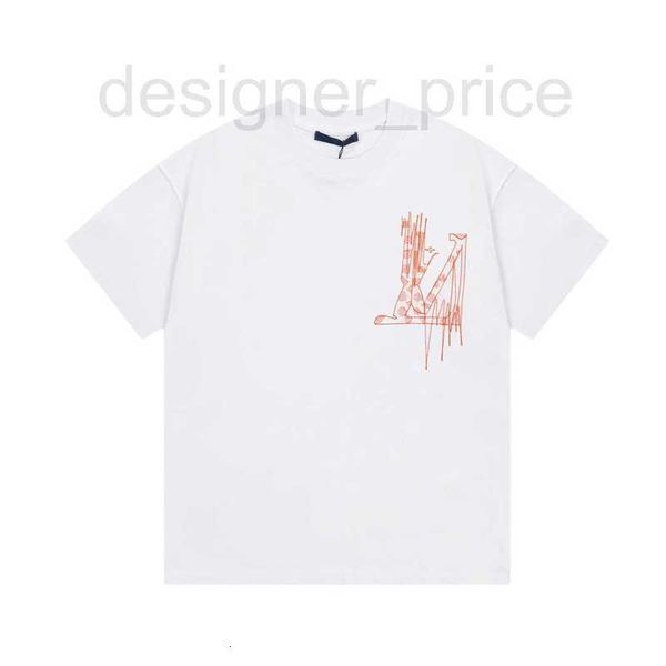 T-shirt da uomo T-shirt ricamata in tessuto twill di cotone di design T-shirt da donna manica corta con stampa alfabeto da donna aderente taglia ampia XS-L VGPX