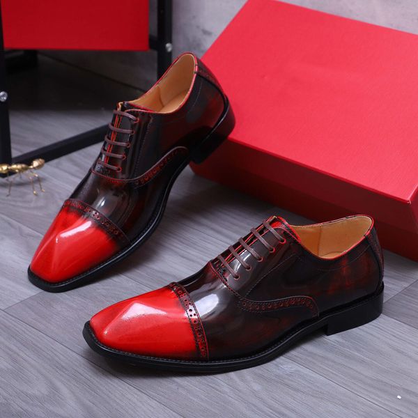 2023 Mens Dress Shoes Classic Business Fashion Elegant Formal Wedding Brand Designer Flats Men Lace Up Office Oxford Shoes Size 38-44