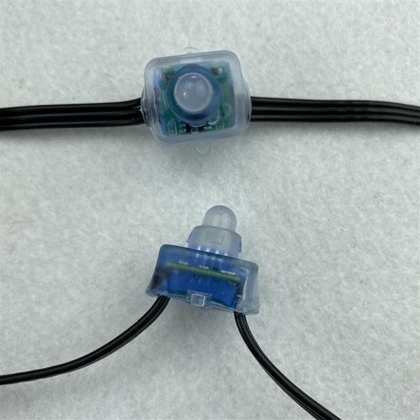50er-Set, quadratisch, DC12V, adressierbar, 12 mm, WS2811-Module, RGB-LED-Smart-Pixel-Knoten; SCHWARZES 18AWG-Kabel IP68; 0 2m xConnect 13 5mm307Q