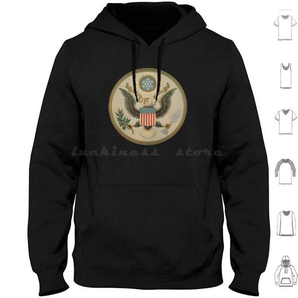 Moletons Masculinos Retro Great Seal Of The United States Official Hoodie Algodão Manga Longa E Pluribus Unum Out Many One