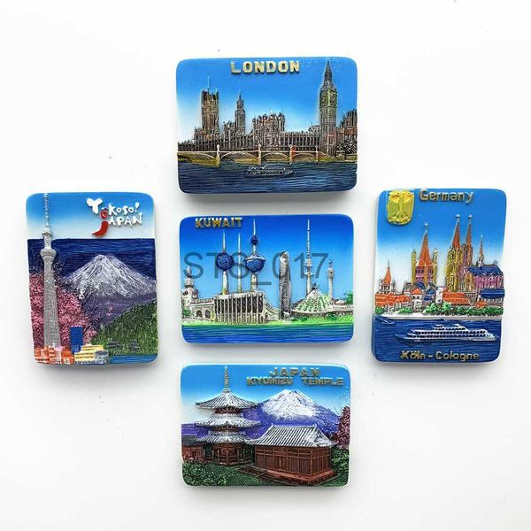 Magneti per il frigo Londra Giappone Germania Kuwait Magnete Souvenir turistici Adesivi per frigorifero Articoli decorativi Regali di viaggio x0731