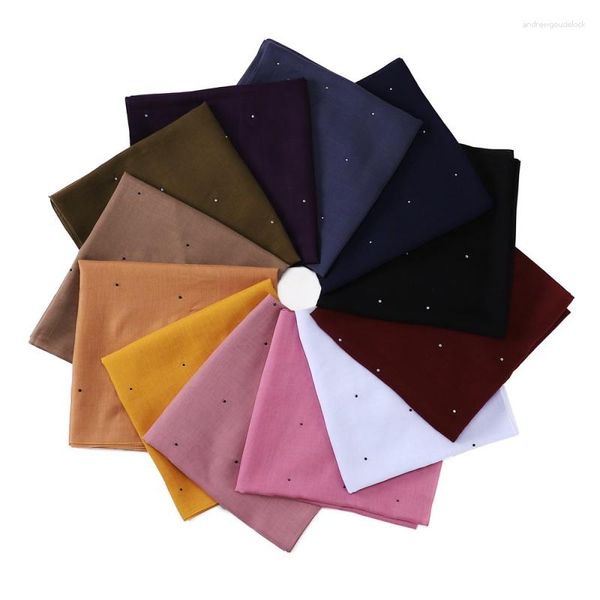 Cachecóis Cross-Border Pure Color Encryption Voile Drilling Starry Square Scarf Malaysia One Piece Drop Veil Gauz