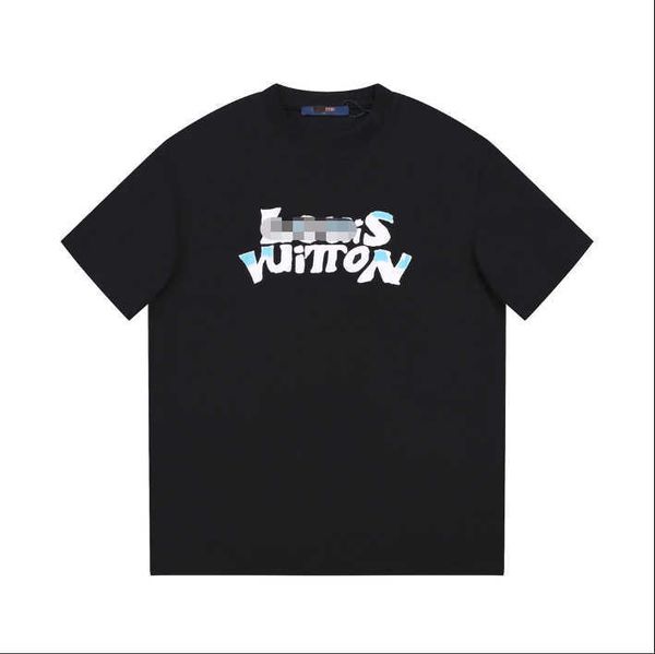 L * V Brand Correct Edition 2023 Summer New Printed European Loose Casual Short Sleeve T-shirt Sports Trendy Shirt