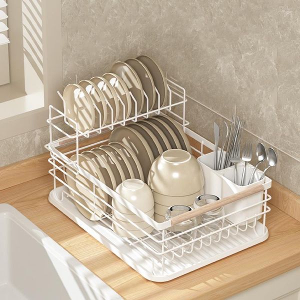 Contenitori per la cucina Cestino per piatti in acciaio Organizer per scolapiatti Scaffale per scolapiatti Filtro per bacchette