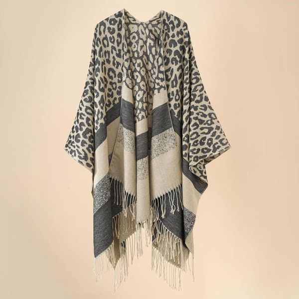 Cachecóis Imitação de Caxemira Feminino Cachecol de Inverno Pashmina Leopardo Cachecol Envolto Xaile Lady Mujer Femme Capas Ponchos