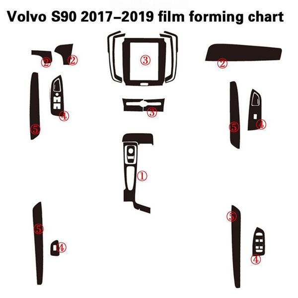 Für Volvo S90 2017-2019 Selbstkleber Autoaufkleber 3D 5d Carbonfaser-Vinyl-Autoaufkleber und Abziehbilder Auto Styling Accessoires229b