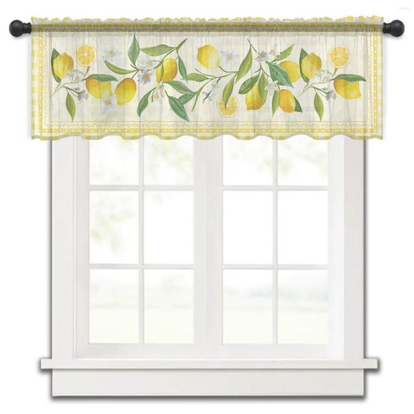 Rideau été citron Pastoral Style cuisine petite fenêtre Tulle pure courte chambre salon décor à la maison Voile rideaux