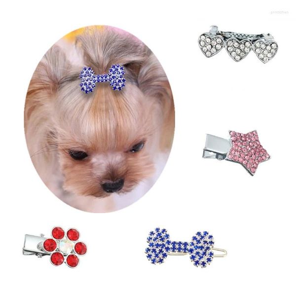 Vestuário para cães Moda Cristal Strass Presilha de cabelo Bone Acessórios para animais de estimação Higiene para cachorros Gatos Ganchos de cabelo Multicolor Cat Headwear