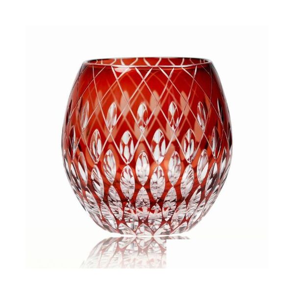 Weingläser Gehobener japanischer Stil Edo Kiriko Kristallglas Handgravur Kaleidoskop Regentropfen Whisky Tumbler Kollektion Luxus Cu Dhnhp