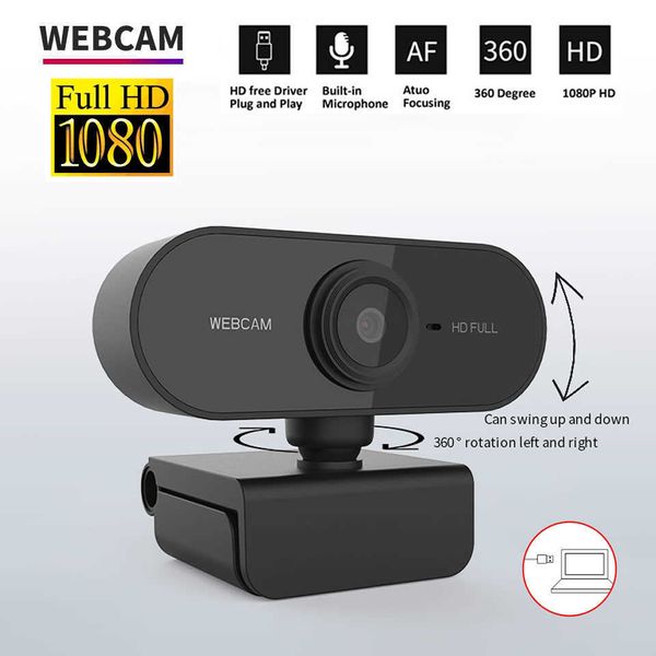 Webcams Webcam 1080P Full com plugue de microfone para PC Computador Laptop Desktop Transmissão ao vivo Vídeo Trabalho Mini Câmera