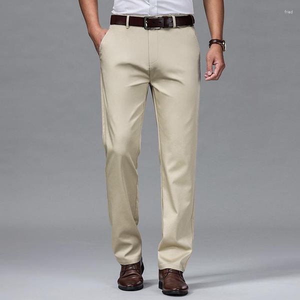 Erkek pantolon yüksek kaliteli bol bambu fiber streç ince 2023 yaz iş düz pantolon erkek pantalonlar hombre