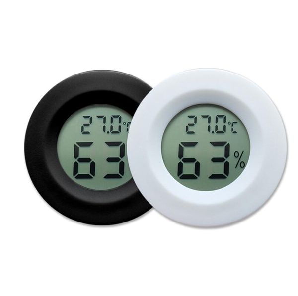 Higrômetro mini termômetro geladeira portátil digital temperatura instrumentos acrílico redondo monitor de umidade medidor detector para animais de estimação gsh