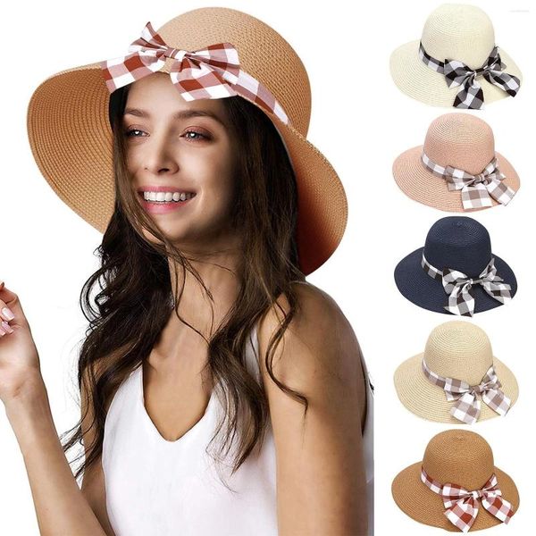 Широкие шляпы с краями 5 стилей 2023 Женская летняя соломенная шляпа пляж складной солнце
