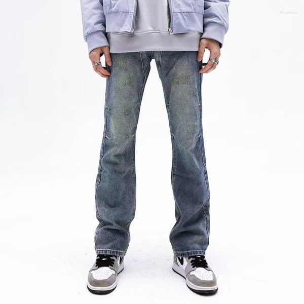 Jeans da uomo High Street Vintage Distressed For Men Straight Washed Harajuku Hip Hop Pantaloni larghi in denim Streetwear Pantaloni casual 5013