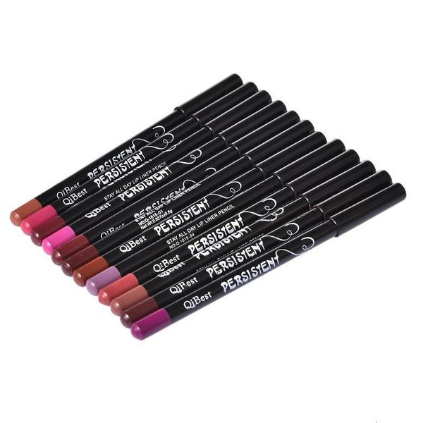 Rossetto 12 Pcs.Set Long-lasting Fashion Black Lip Liner Waterproof Lip Liner Makeup Kit Strumenti cosmetici da donna 230731