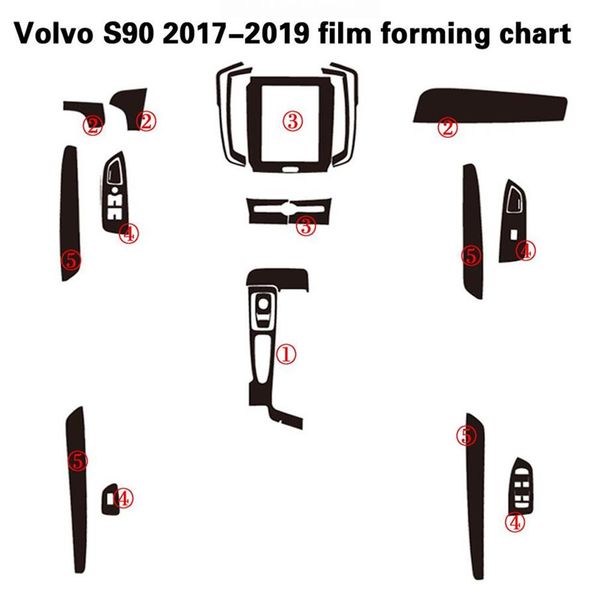 Für Volvo S90 2017-2019 Selbstklebende Autoaufkleber 3D 5D Kohlefaser Vinyl Autoaufkleber und Abziehbilder Auto Styling Accessories2765