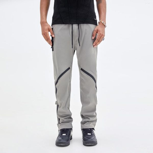 Herrenhose, Retro-Funktion, breites Bein, einfarbig, seitlicher Reißverschluss, Sweatpant für Herren, Hip-Hop, High Street, schmal geschnittene Hose, Jogger