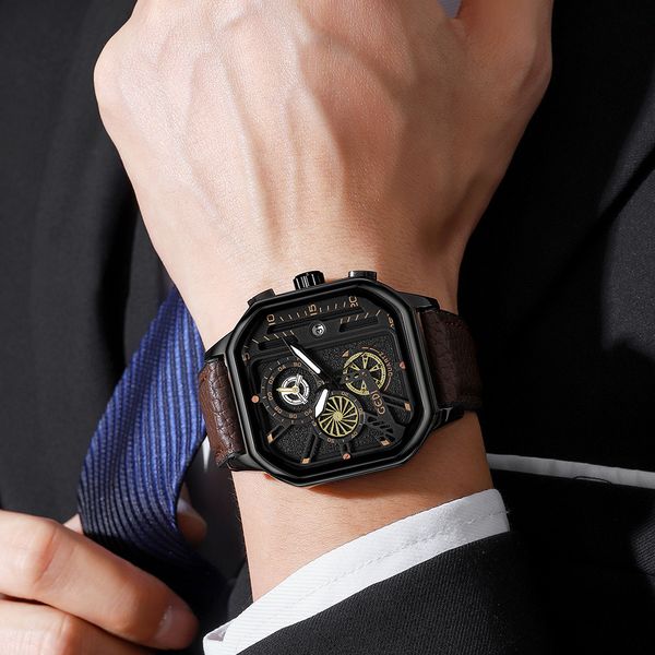 Männer Watch Watchs hochwertiger Luxusdesigner wasserdichtes Quarz-Battery Square Casual Timer Business 43mm Uhr