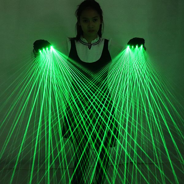 Outros suprimentos para festas de eventos 2 em 1 MultiLine Green Laser Gloves LED Lazer Mitten Ray Rave Flash Finger Palm Light Dress Up Robot Suit 230731