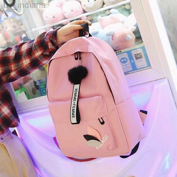 Mochilas escolares Mochila feminina masculina 2023 designer simples rosa moda coreana mochila barata escola bolsa escolar de costura em lona preta Z230801