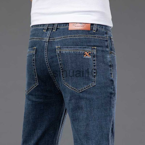 Herren Jeans Frühling Sommer Herren Dünne Gerade Jeans Glatter Stoff Lose Denim Stretchhose Männliche Markenhose Blau J230728