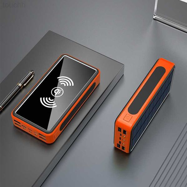 Bancos de energia para celular 50000mAh Banco de energia solar Carregador solar Qi Carregamento sem fio USB Tipo C Bateria externa Powerbank para iPhone Xiaomi Poverbank L230728