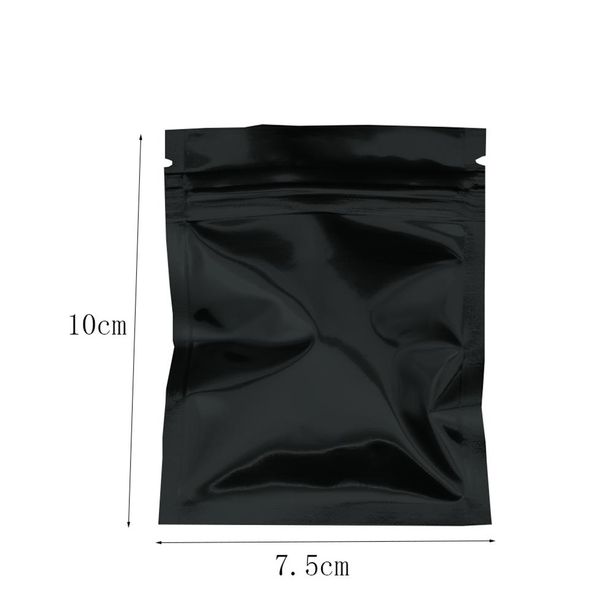 7 5x10cm Sacchetti di alluminio autosigillanti neri Sacchetti di imballaggio per alimenti sfusi per snack Mylar Borsa a prova di odore Confezione con cerniera 100 pezzi / lotto211N