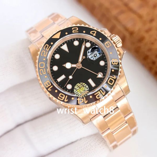 Yüksek Kaliteli Erkekler İzleme 3186 3285 Mekanik Hareket 40mm Seramik Çerez 904L Paslanmaz Çelik Mavi Siyah Alaşım Çerçeve Takvimi Safir Cam Süper Watchet Luxe