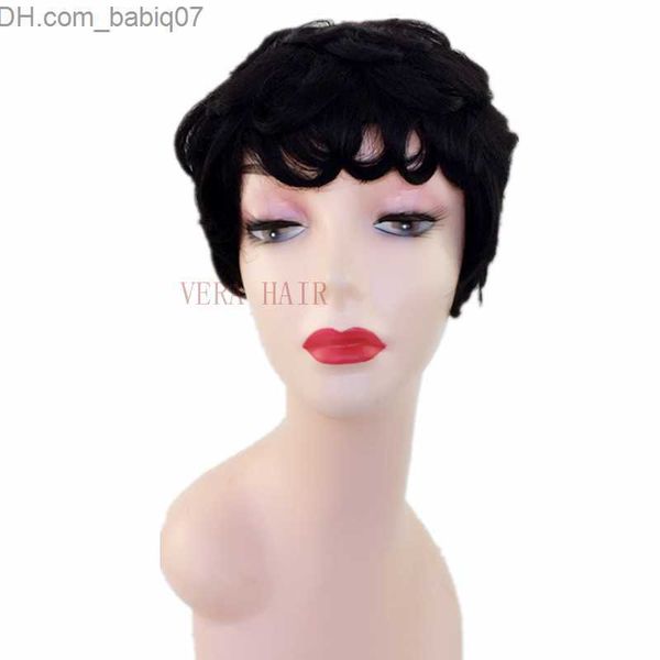 Cabelo Humano Capless Perucas Brasileiro Virgin Human Hair None Lace Front Wigs Glueless Short Bob machine made Wigs Wavy With For Black Women Z230731