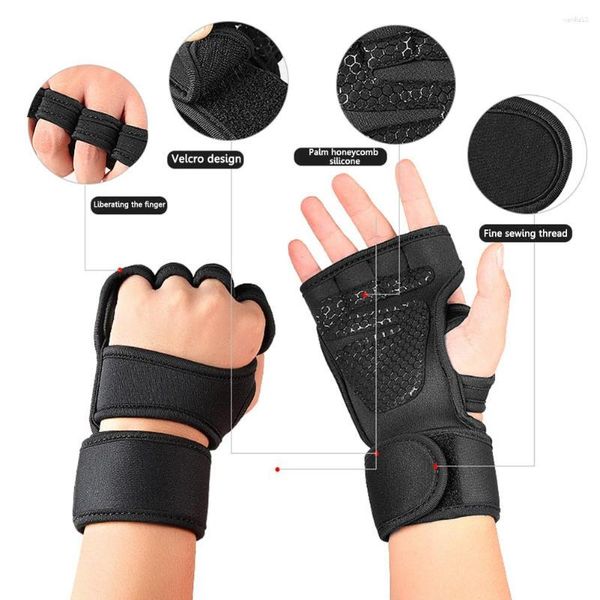 Supporto per il polso Mezze dita Guanti da bodybuilding Antiscivolo Yoga Esercizio Assorbimento Protezione Antiscivolo Mano Pad Accessori sportivi